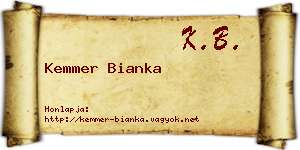 Kemmer Bianka névjegykártya